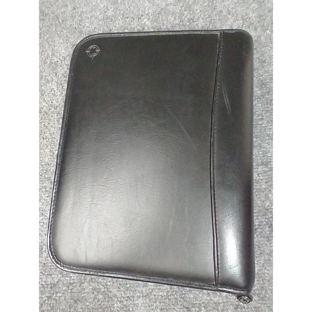 Franklin Covey Planner Compact Black Simulated Leather Zipper Binder